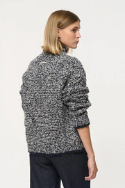 Ciad Two-Tone Bouclé-Knit Sweater in Marine