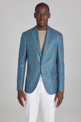 Midland Sport Coat in Teal Plaid