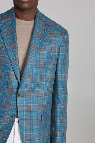 Midland Sport Coat in Teal Plaid