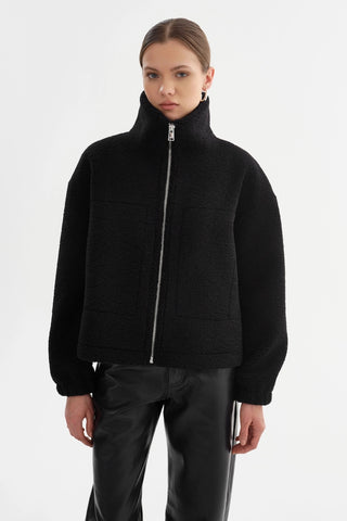 Jayna Sherpa Jacket in Black