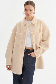 Kane Sherpa Jacket in Beige