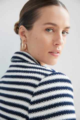 Knit Jacket in Navy-and-Ivory