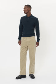 Kerone Long Sleeve Knit Polo Sweater in 2 Colors