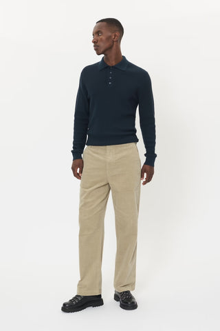Kerone Long Sleeve Knit Polo Sweater in 2 Colors