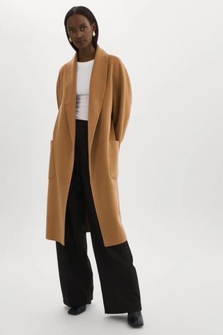 Thara Shawl-Collar Wool Coat in 2 Colours