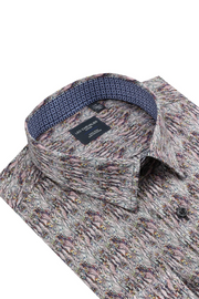 Long-Sleeved Sport Shirt in Multicolour Abstract Print