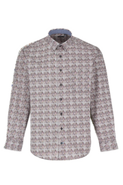 Long-Sleeved Sport Shirt in Multicolour Abstract Print