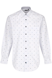 Long-Sleeved Sport Shirt in White With Blue Detail