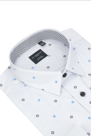 Long-Sleeved Sport Shirt in White With Blue Detail