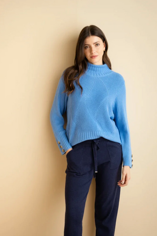 Mock-Neck, Tone-on-Tone Sweater in 2 Colours