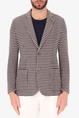 Reg Sport Coat in Blue and Taupe Knit