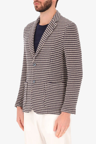 Reg Sport Coat in Blue and Taupe Knit