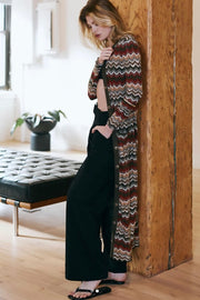 Flame-Stitch, Space-Dyed Maxi Cardigan in Navy Combo