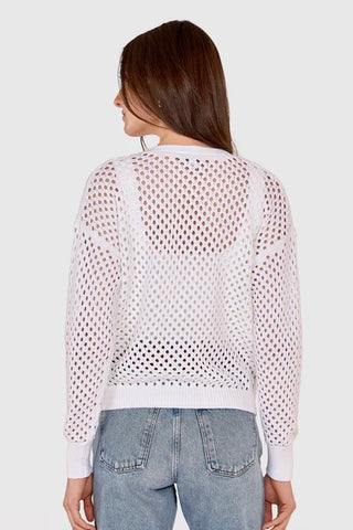 Solid Mesh Cardigan in Bleach White