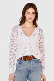 Solid Mesh Cardigan in Bleach White
