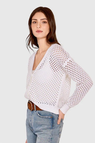 Solid Mesh Cardigan in Bleach White