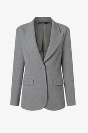 Single-Breasted Fitted Jacket in Grey