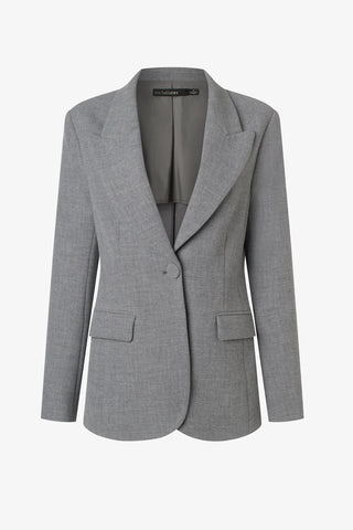 Single-Breasted Fitted Jacket in Grey