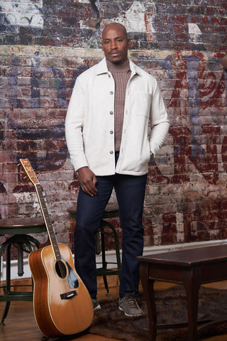 Taylor Wool Blend Overshirt in Beige