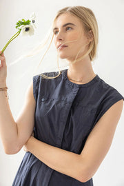 Sleeveless Seamed Midi Dress in Navy
