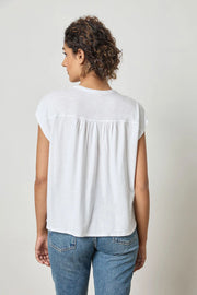 Relaxed Button Down T-Shirt in White