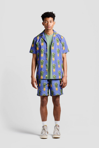 Wild Pineapple Print Camp Shirt