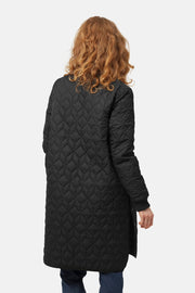 Long Quilted Jacket in Black