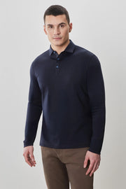Long Sleeve Casual Polo Shirt in Multiple Colors