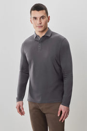 Long Sleeve Casual Polo Shirt in Multiple Colors