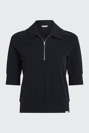 Half-Zip Polo Top in Black