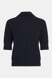 Half-Zip Polo Top in Black