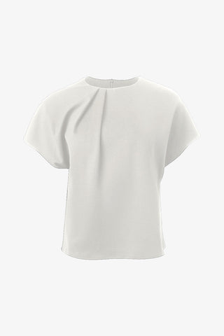 Cap Sleeve Top With Pleats at Neckline in 2 Colours
