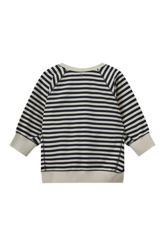 Maggie V-Neck Sweater in Navy Breton Stripes
