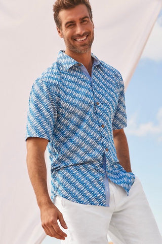 Coconut Point "Reel It In" Shirt in Santorini Blue