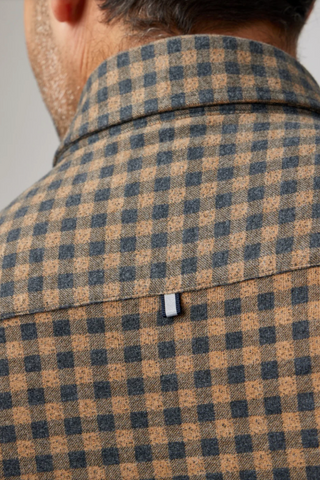 Long-Sleeved Brown Gingham Jersey Shirt