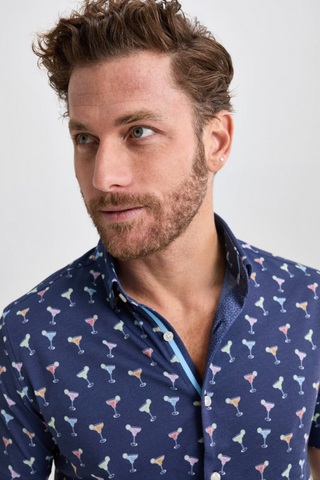 Navy Margarita Short Sleeve Print Shirt