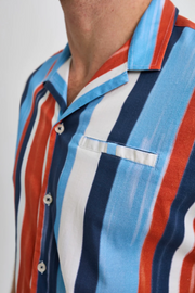 Resort Short-Sleeved Shirt in Multicoloured Stripes