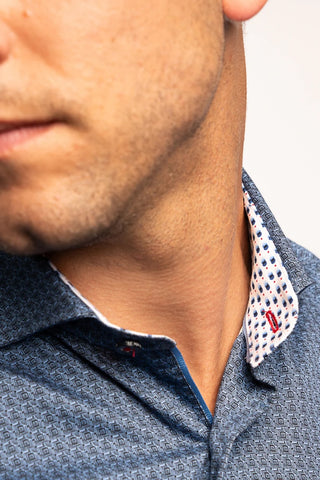 Long Sleeve Casual Shirt in Navy Swirls