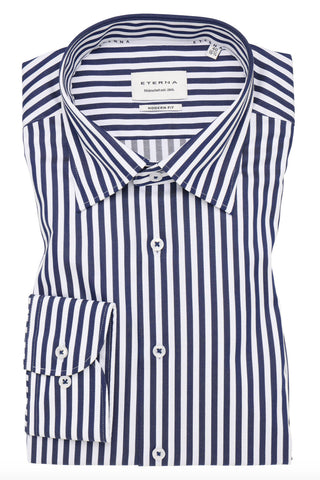 Long Sleeve Dress Shirt in Blue Stripe
