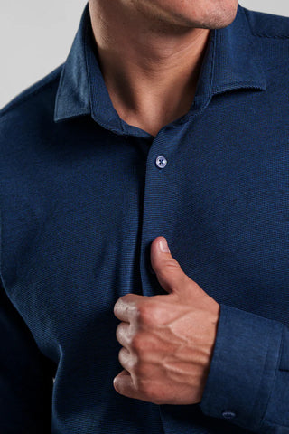 Long Sleeve Knit Casual Shirt in Navy