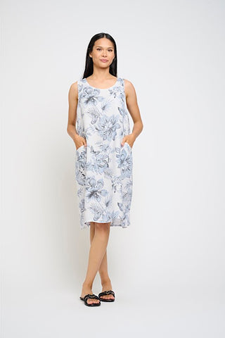Sleeveless Linen Dress With Slit Pockets