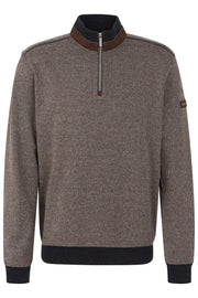 Troyer Quarter-Zip Cotton Sweater in 2 Tweedy Colours