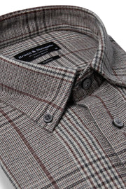 Tazul Long Sleeve Casual Shirt in Brown