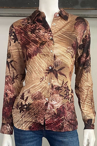 Large Floral Amber Print Long Sleeve Shirt