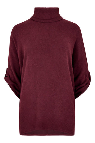 Soft Touch High Neck Sweater in Burgundy