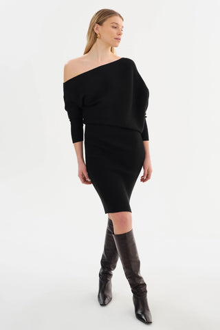 Zenobia Knit Midi-Dress in Black