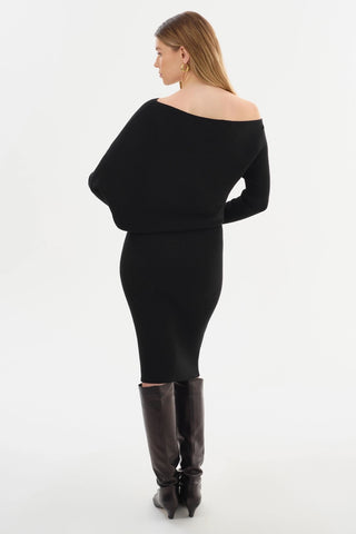 Zenobia Knit Midi-Dress in Black