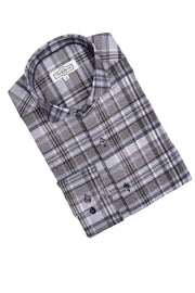 Amore Long-Sleeved Sport Shirt in Navy Plaid