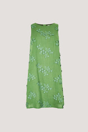 Floral Embroidered Shift Dress in Thyme Green