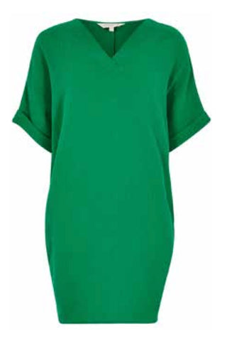 Oversized Crinkle-Cotton Dress in Emerald Green